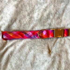 Vibrant Sunset Flannel Plaid Dog Collar with Gold Closure